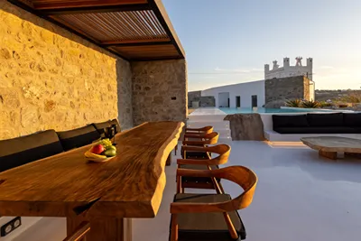 Mykonos Town Black Villa with Cave Heated Pool