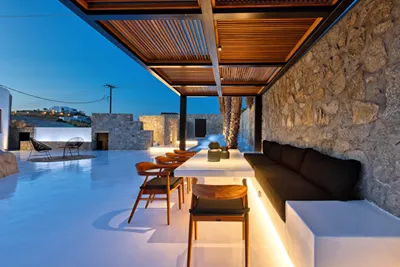 Mykonos Town Black Villa with Cave Heated Pool