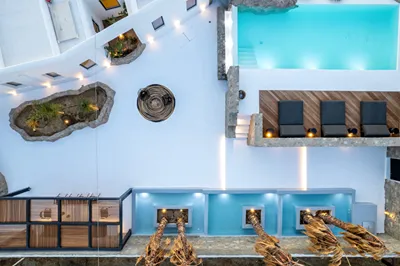 Mykonos Town Black Villa with Cave Heated Pool