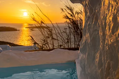 Mykonos Town Black Villa with Cave Heated Pool